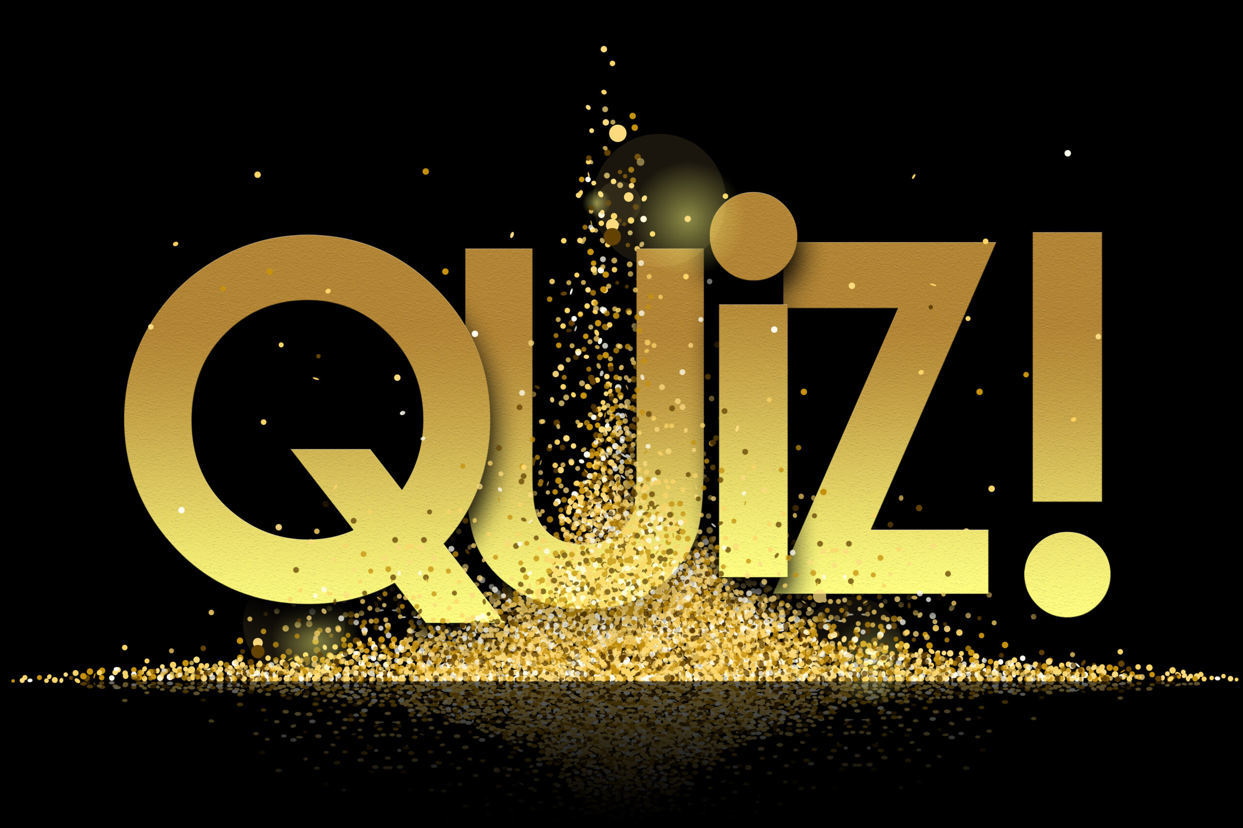 quiz in golden stars and black background