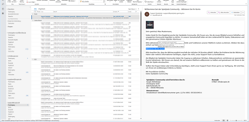 Konto bestätigen als E-Mail erhalten