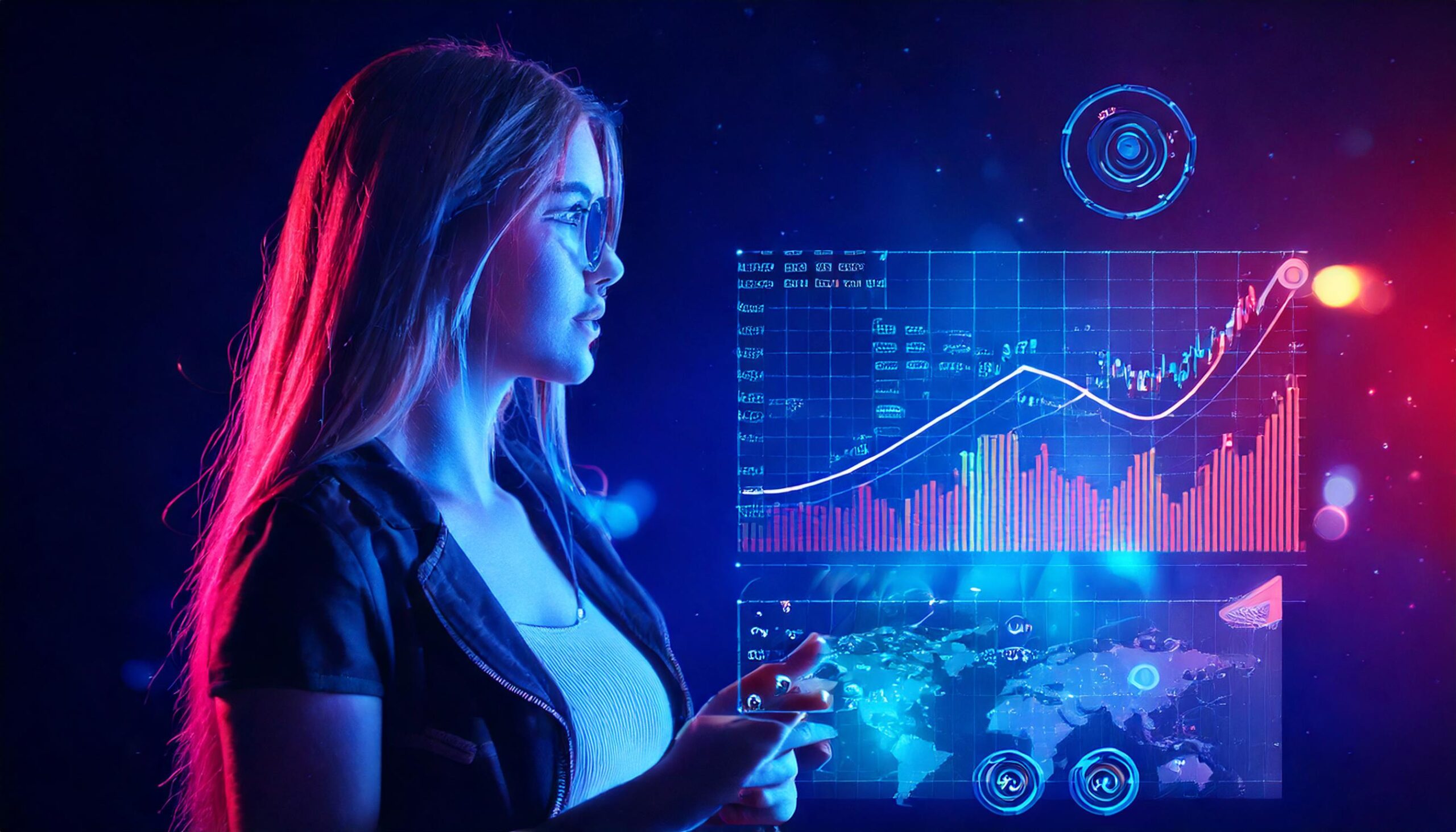 Grafik zur Visualisierung des Teamspeak-Benutzervergleichs mit Gaming-Elementen, Statistiken und modernem Design.
